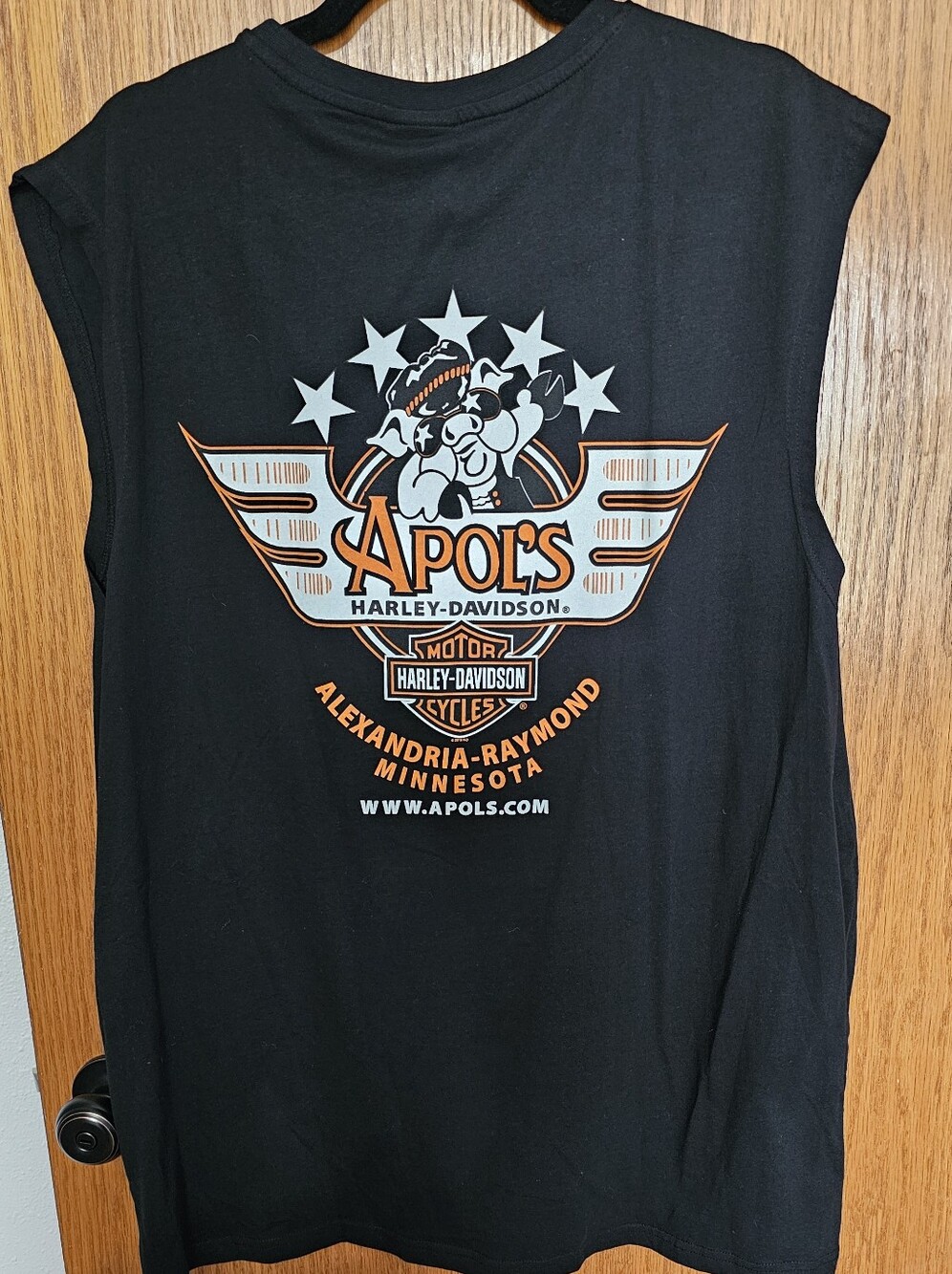 FINAL...Harley-Davidson Black Tank Top with Orange and White Graphic - Picture 3 of 5